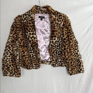 Bebe Leopard Print  Fur Jacket SIZE L